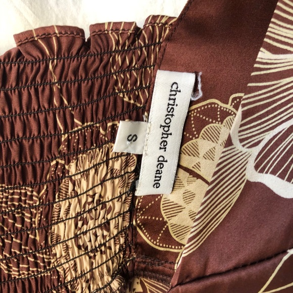 Brown silk cream floral design maternity top sz S - Picture 4 of 6